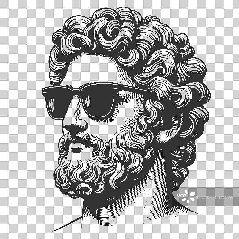 戴墨镜的古典雕像雕刻图片素材