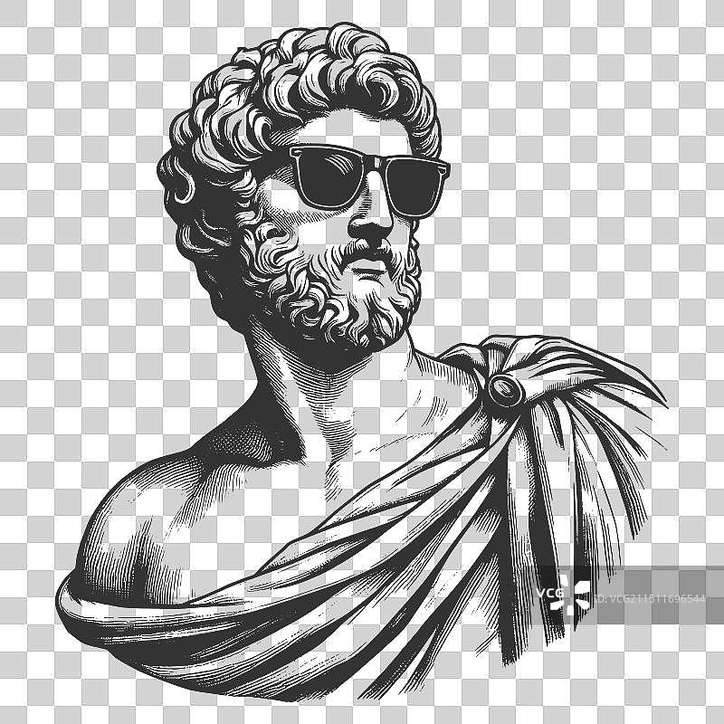 戴墨镜的古典雕像雕刻图片素材