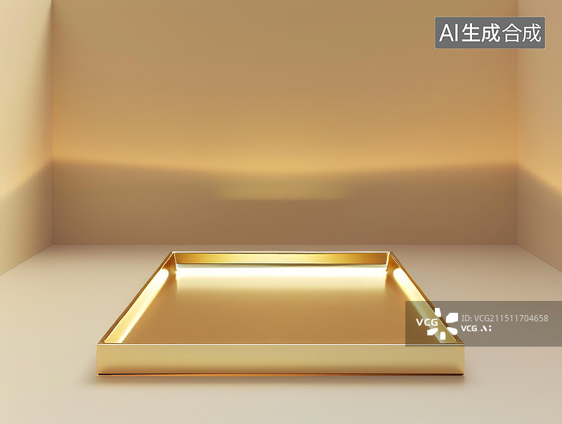 【AI数字艺术】空的金属托盘电商展览空间背景图片素材