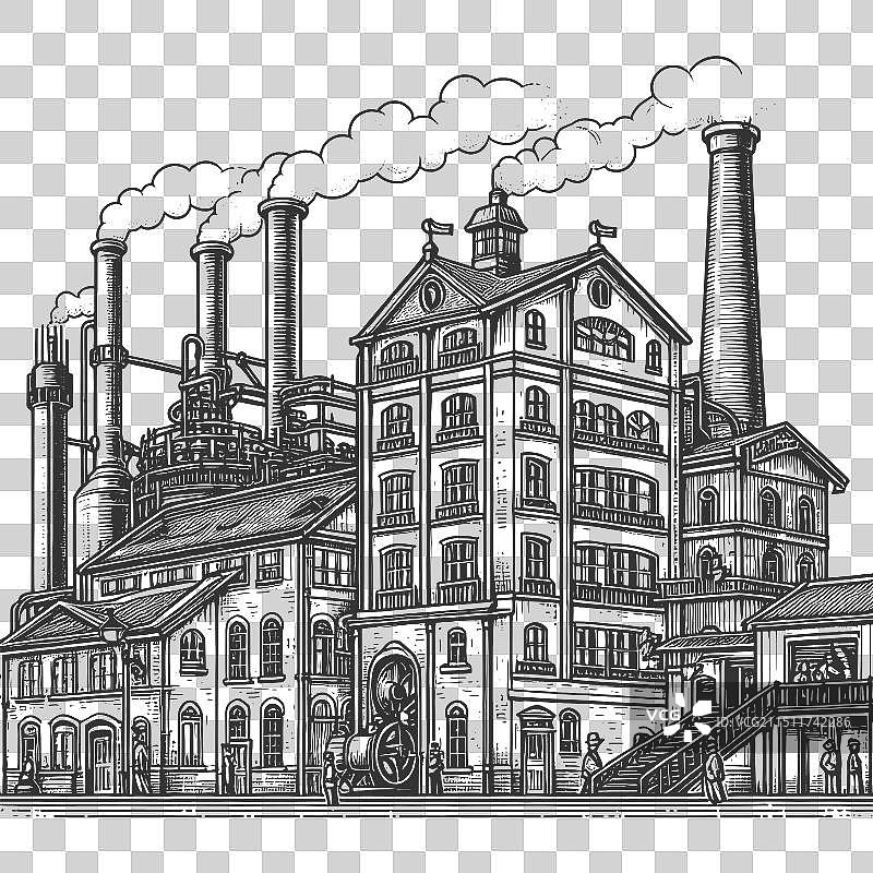 啤酒酿造过程工厂草图图片素材