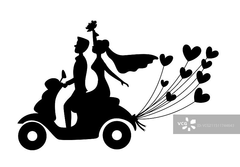 婚礼情侣骑摩托车图片素材