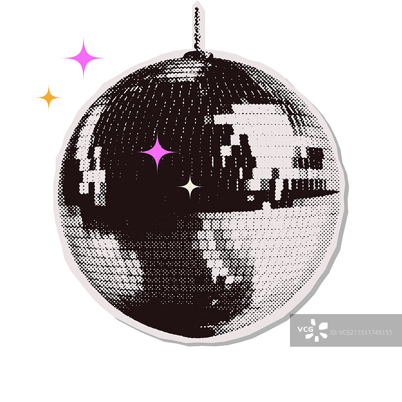 银色迪斯科舞厅球元素拼贴图片素材