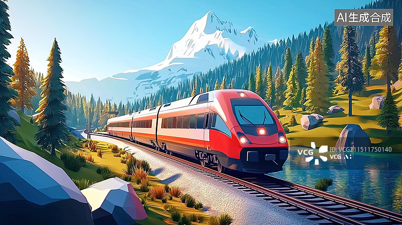 【AI数字艺术】高铁在风景中穿行图片素材