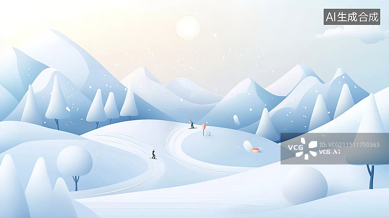 【AI数字艺术】冰雪世界插画图片素材