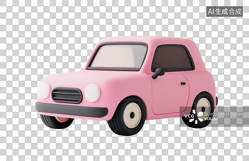 【AI数字艺术】粉色卡通3d小汽车免抠元素图片素材