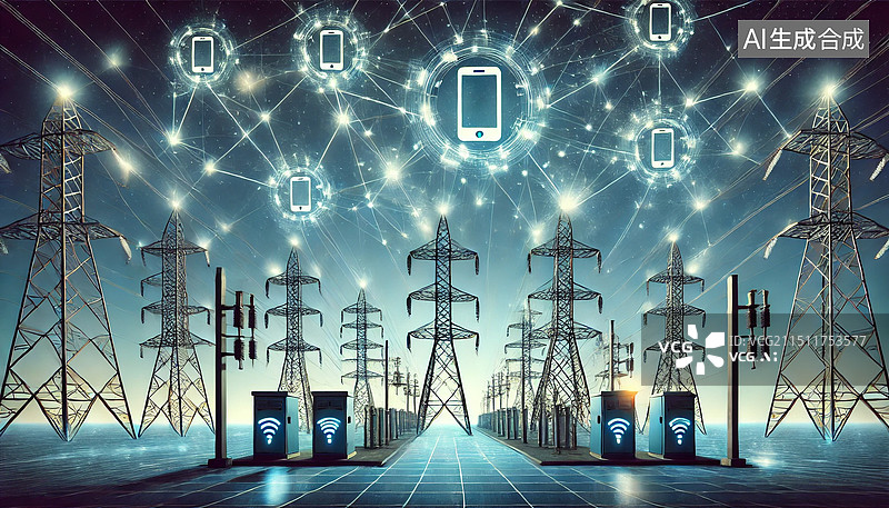 【AI数字艺术】科技电力电网图片素材
