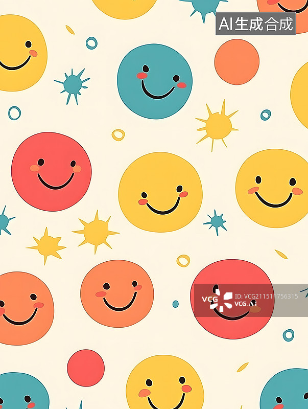 【AI数字艺术】卡通笑脸壁纸背景图片素材