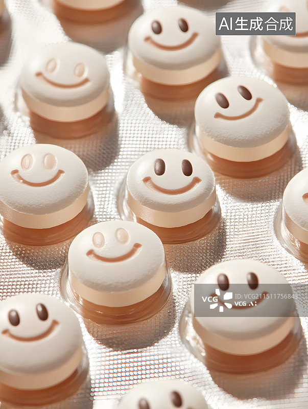 【AI数字艺术】可爱的微笑药丸图片素材