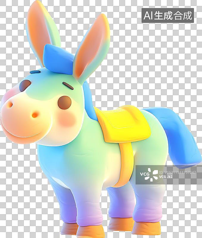 【AI数字艺术】一头蓝色可爱的粘土毛驴三维插画图片素材