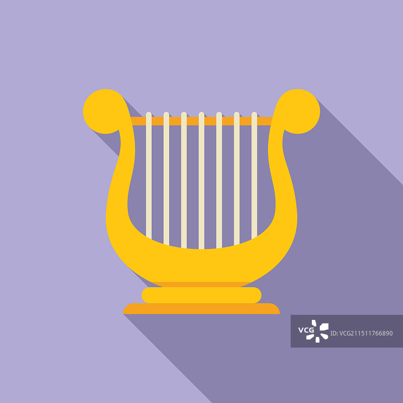 紫色背景上的金色竖琴图片素材