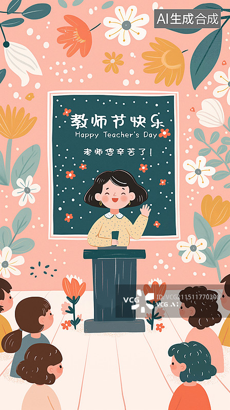 【AI数字艺术】教师节插画海报图片素材