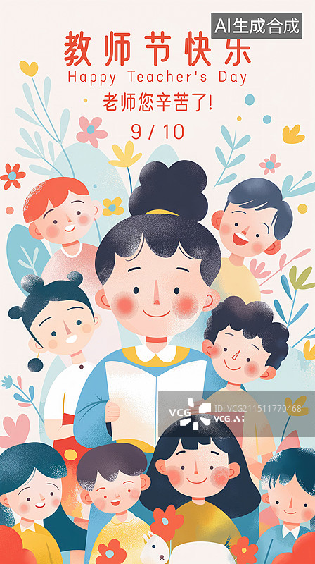 【AI数字艺术】教师节插画海报图片素材