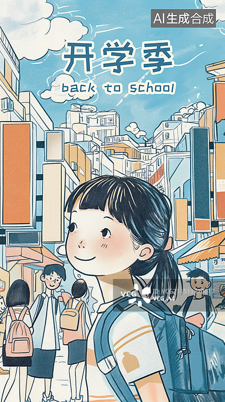 【AI数字艺术】开学季插画海报图片素材