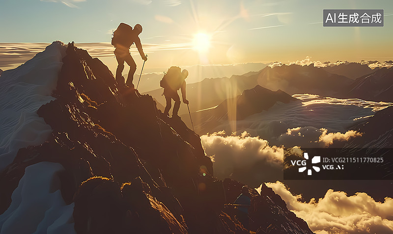 【AI数字艺术】攀登奋斗努力图片素材