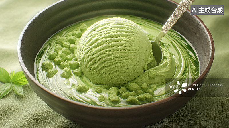 【AI数字艺术】日式绿茶冰淇淋图片素材