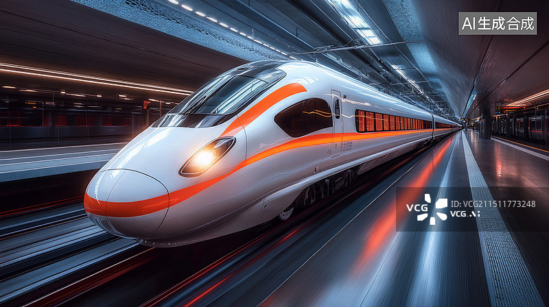 【AI数字艺术】正在运动前行的高铁动车图片素材