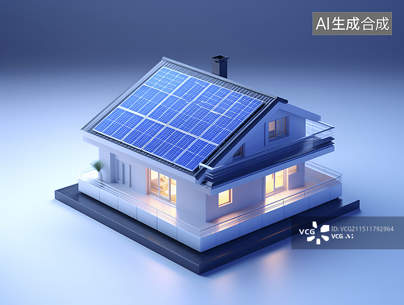 【AI数字艺术】屋顶太阳能发电板图片素材