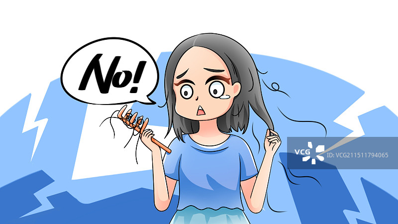 容易脱发的女生卡通医疗疾病系列插画图片素材