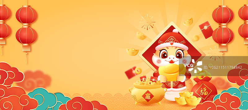 国潮风2025蛇年十二生肖巳蛇3D卡通形象矢量插画图片素材