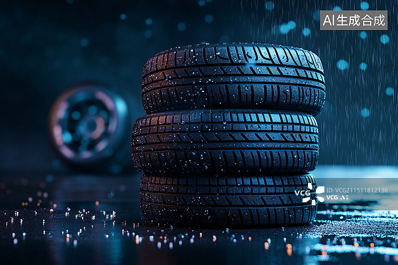 【AI数字艺术】汽车轮胎特写车辆维修服务交通运输广告背景图片素材