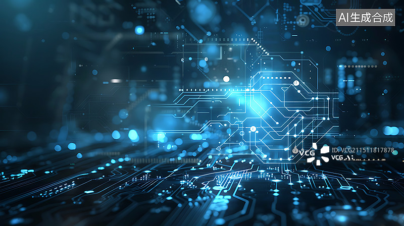 【AI数字艺术】几何抽象科技背景图片素材