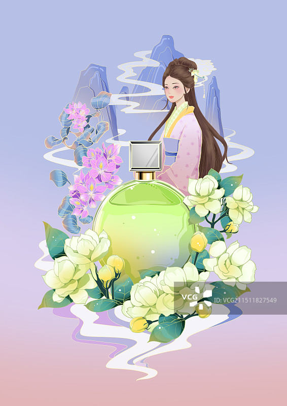 茉莉香水插画图片素材