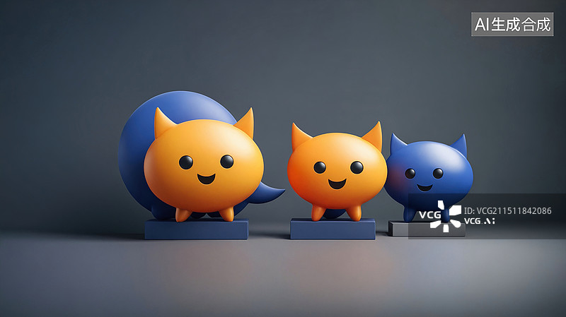 【AI数字艺术】三只可爱小猫的快乐时光图片素材