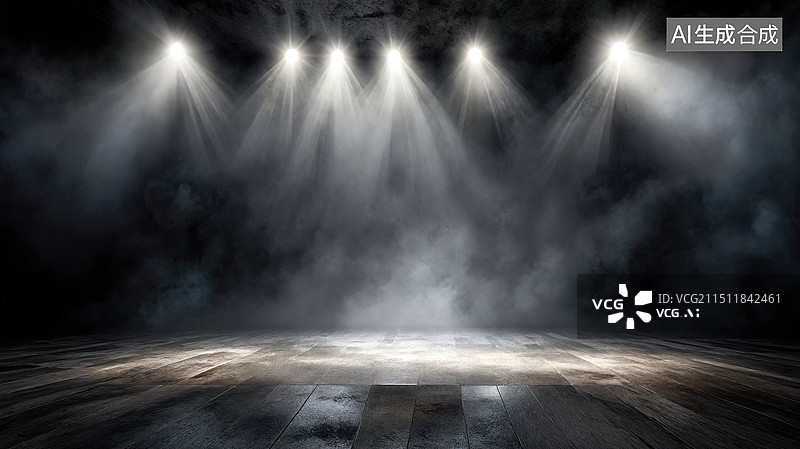 【AI数字艺术】暗夜舞台烟雾弥漫图片素材