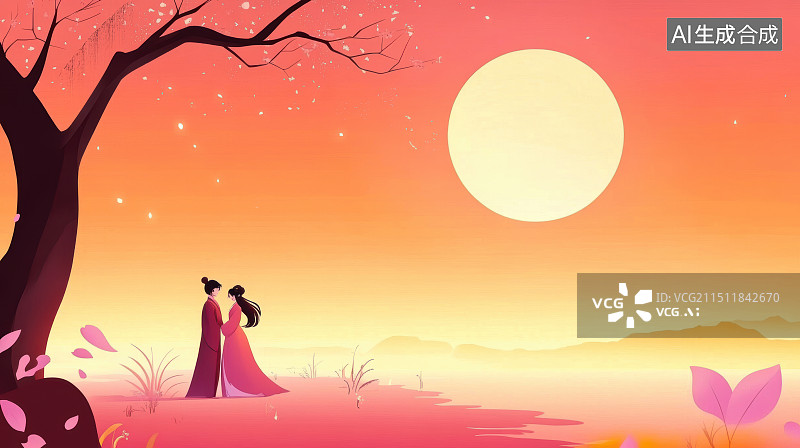 【AI数字艺术】七夕情人节情侣牛郎织女中国风海报活动素材图片素材