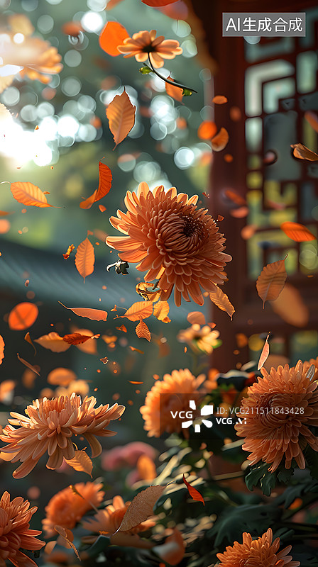 【AI数字艺术】秋天重阳节菊花图片素材