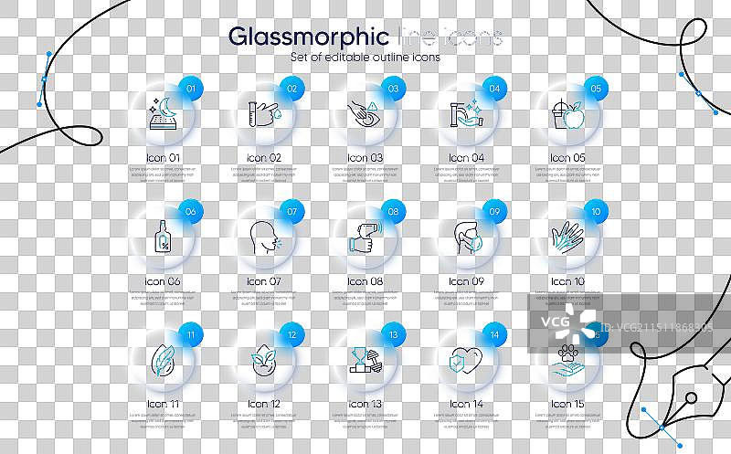 献血医疗口罩和果汁线稿套装图片素材