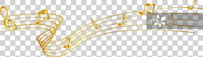 金色音符与波浪线乐谱图片素材