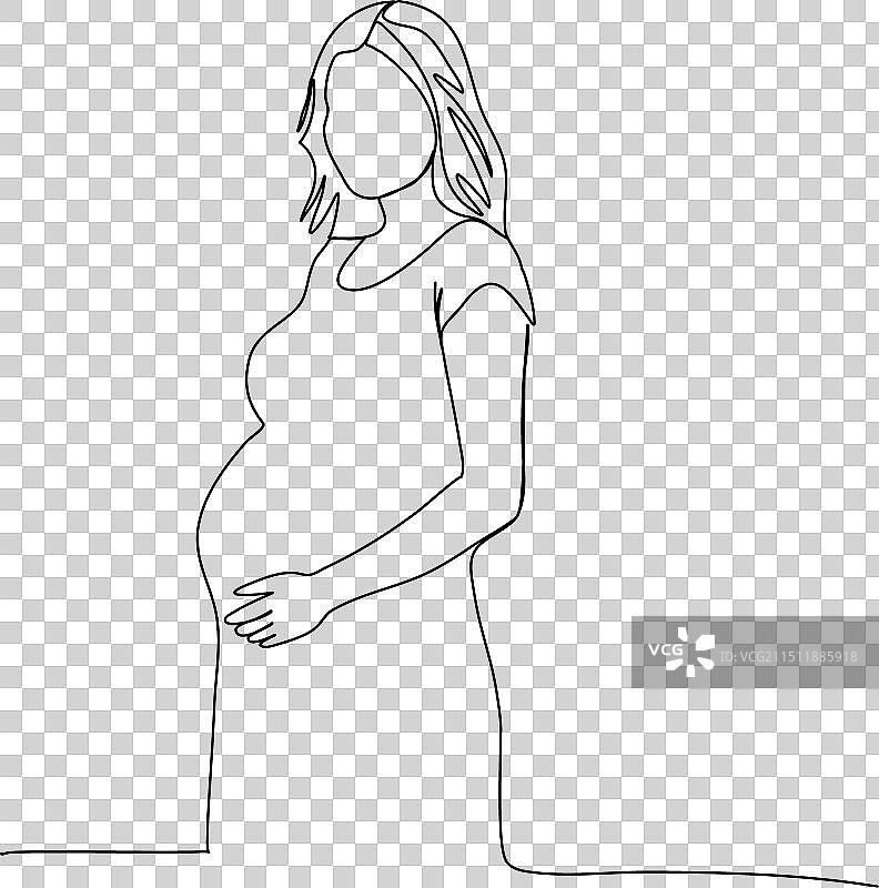 孕妇单线画图片素材