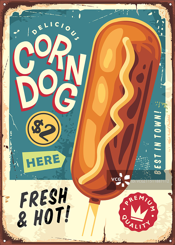 复古玉米热狗招牌广告图片素材