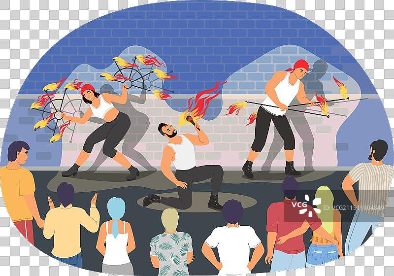 街头火焰表演图片素材