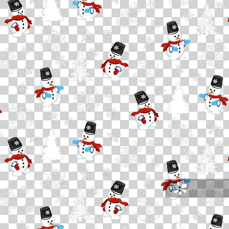 圣诞树和雪人图案图片素材