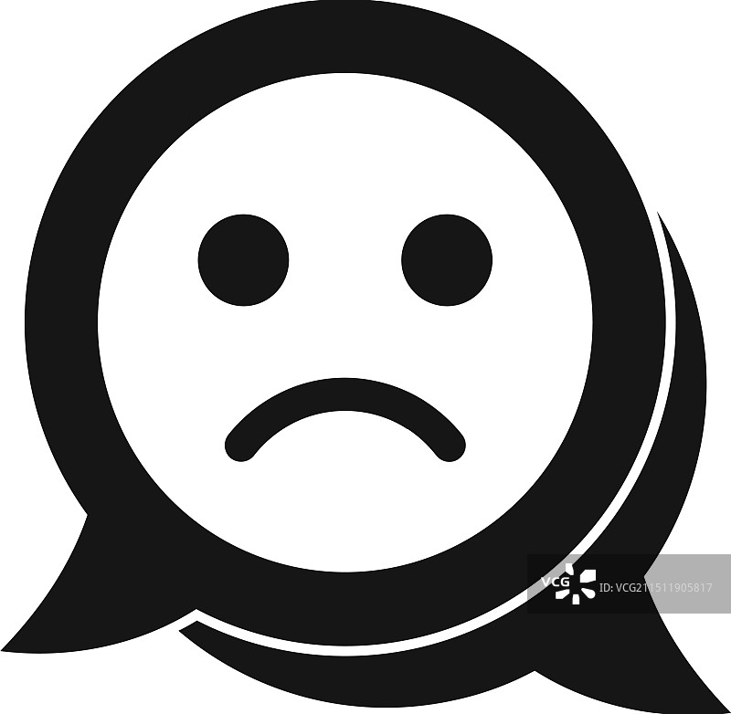 显示悲伤表情符号的语音气球图片素材