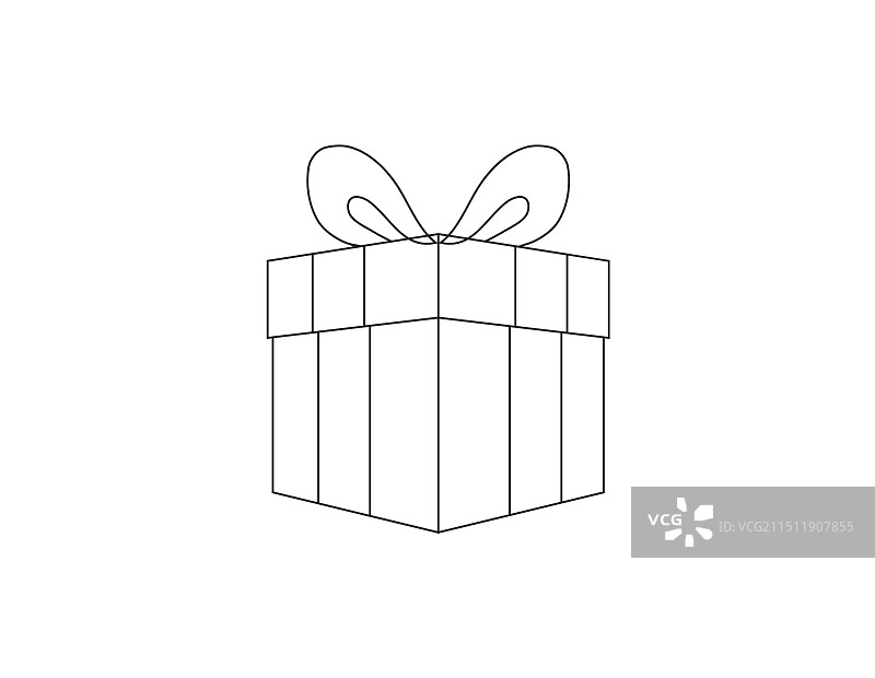 带丝带的礼品盒线条图标设计图片素材