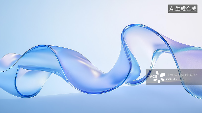 【AI数字艺术】半透明抽象蓝色渐变线条图片素材