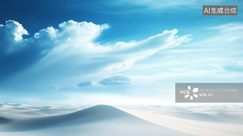 【AI数字艺术】蓝天白云沙漠图片素材