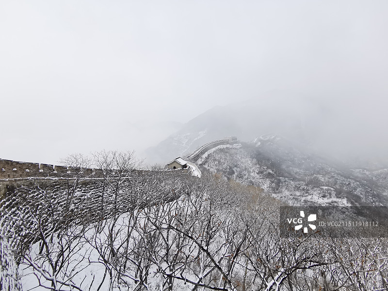 雪后慕田峪长城图片素材