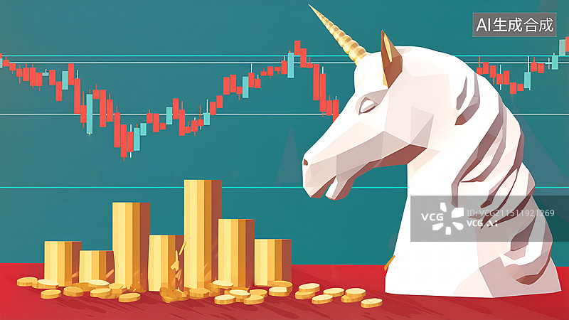 【AI数字艺术】独角兽企业金融文化背景图片素材