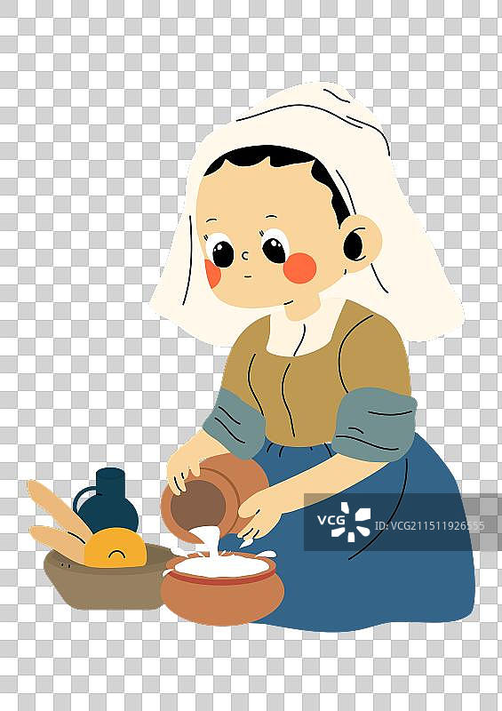 倒牛奶的女孩图片素材