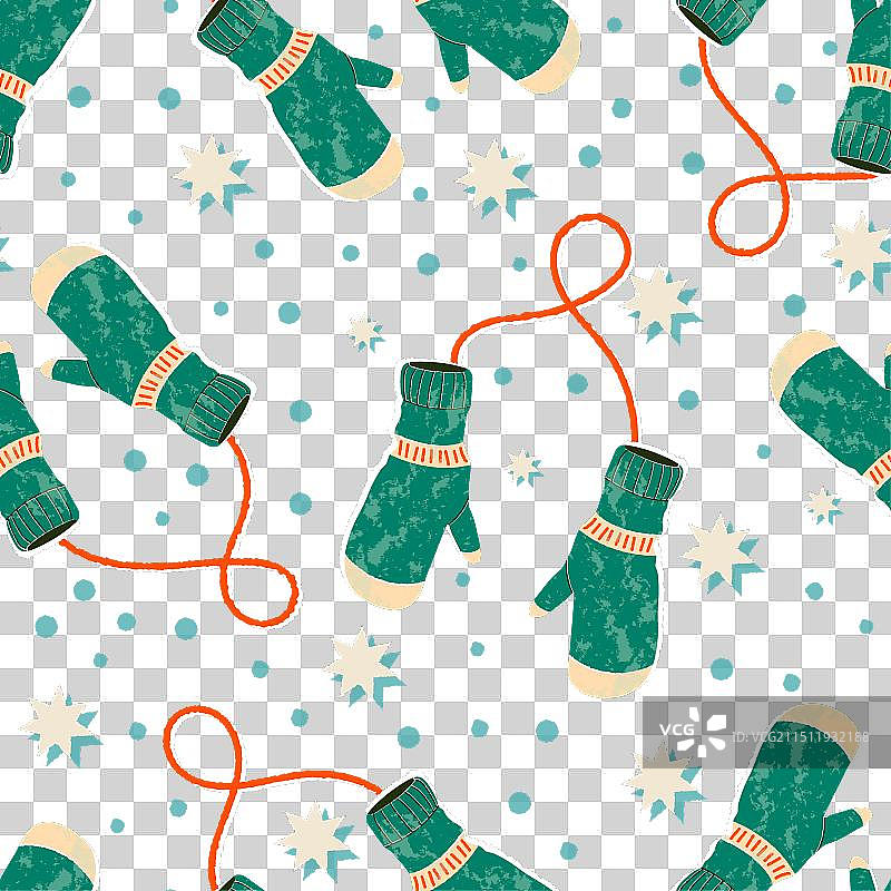 卡通连指手套无缝图案图片素材