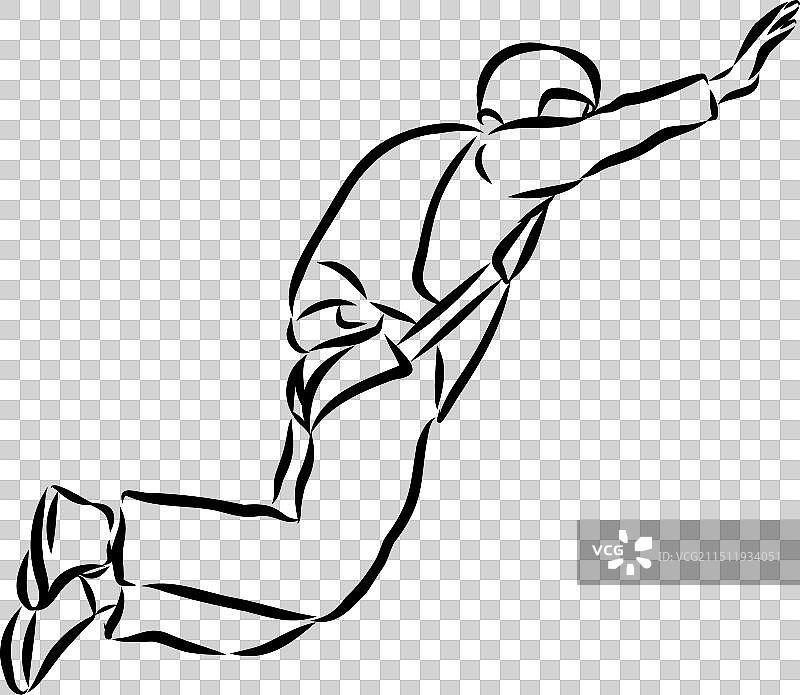 黑色翼装手绘草图图片素材