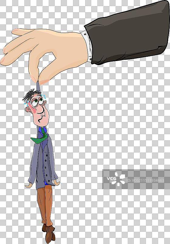 大手握着小人，白色背景隔离图片素材