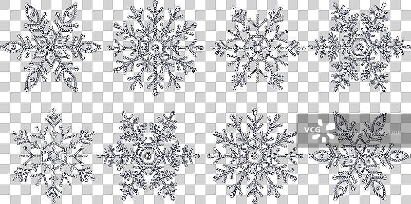 珠宝链条组成的单色雪花图片素材