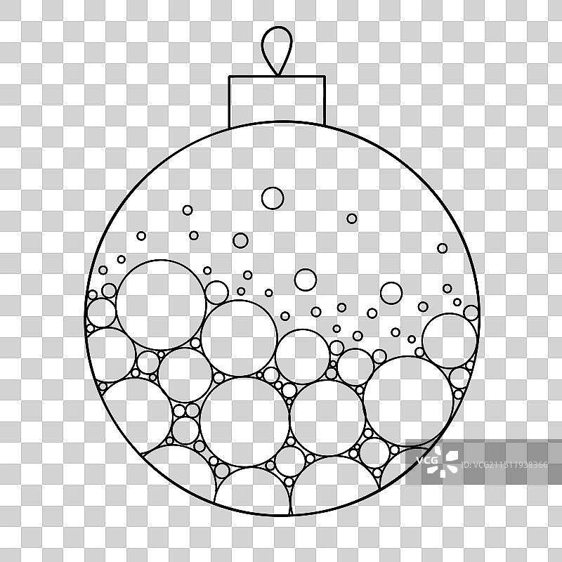 线条艺术：圣诞球玩具素描图片素材