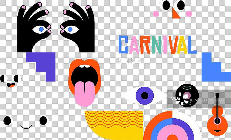 快乐的狂欢节彩色几何背景图片素材