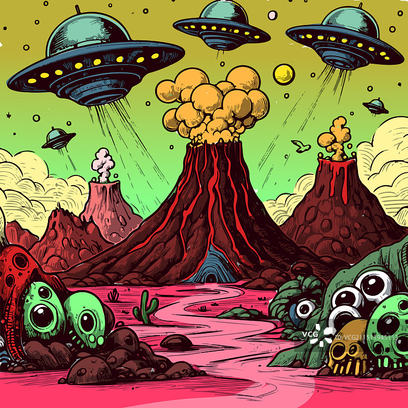 迷幻的沙漠景观艺术作品图片素材